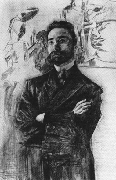 Портрет Валерия Брюсова работы М. А. Врубеля. 1906 г.