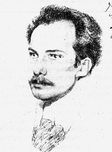 Андрей Белый. Рисунок Л. Бакста. 1906 г.